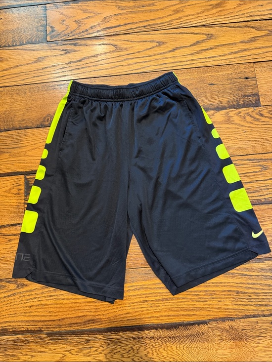 Nike Other - NIKE ELITE STRIPE BASKETBALL SHORTS IN BLACK AND NEON GREEN BOYS SIZE LARGE